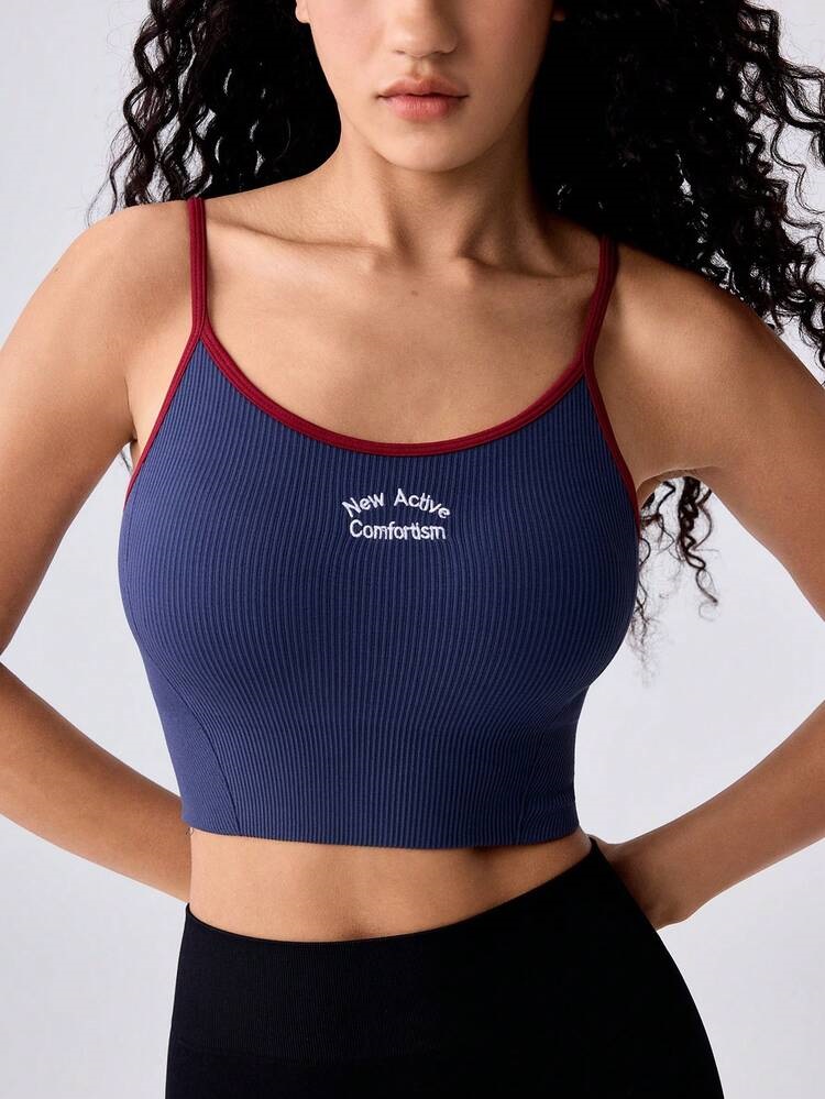 Yoga Blocks - Damski sportowy biustonosz na ramiączkach spaghetti
