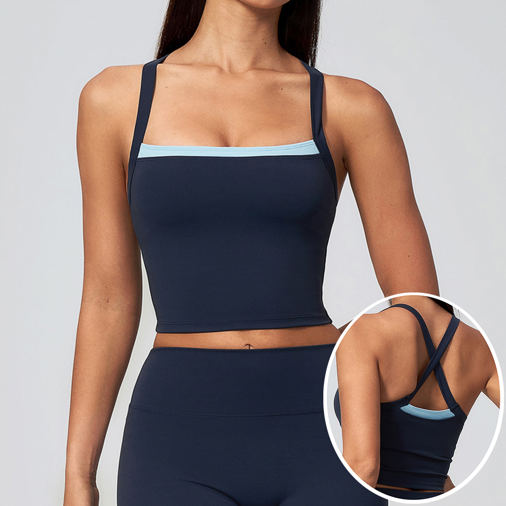 Yoga Blocks - Damski top sportowy z krzyżującymi się