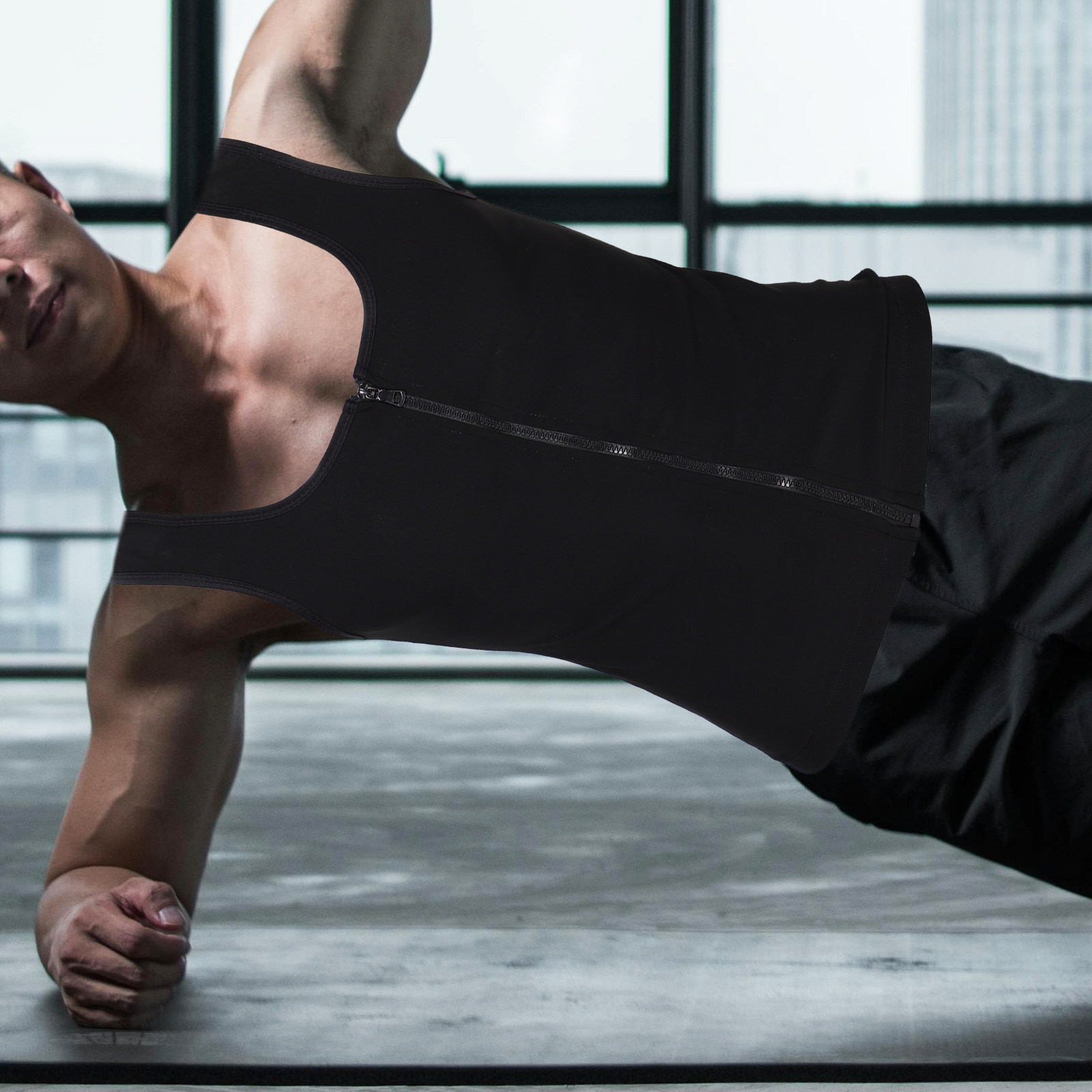 Yoga Fitness Workout - Męska kamizelka sportowa z zamkiem błyskawicznym,