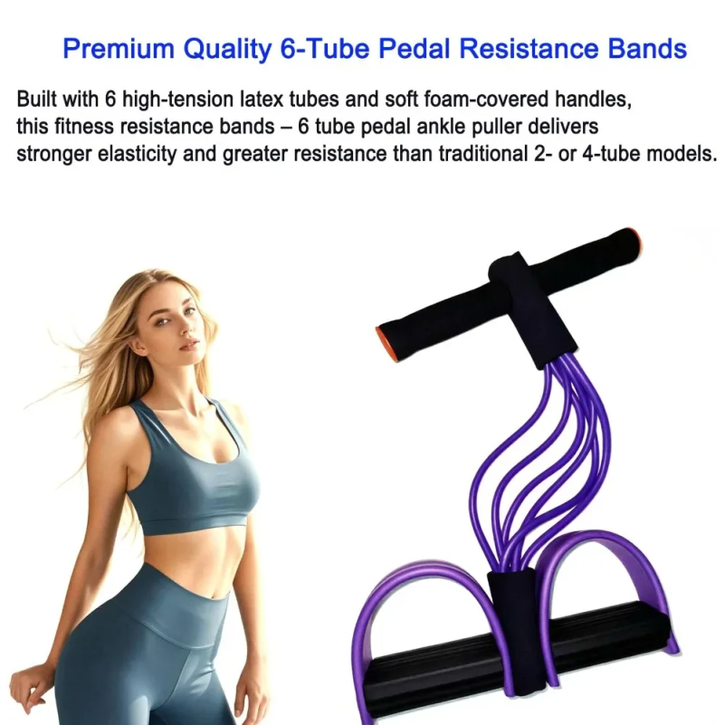 Yoga Pedal Puller Fitness Equipment - Gumowa taśma oporowa z 6 rurkami,