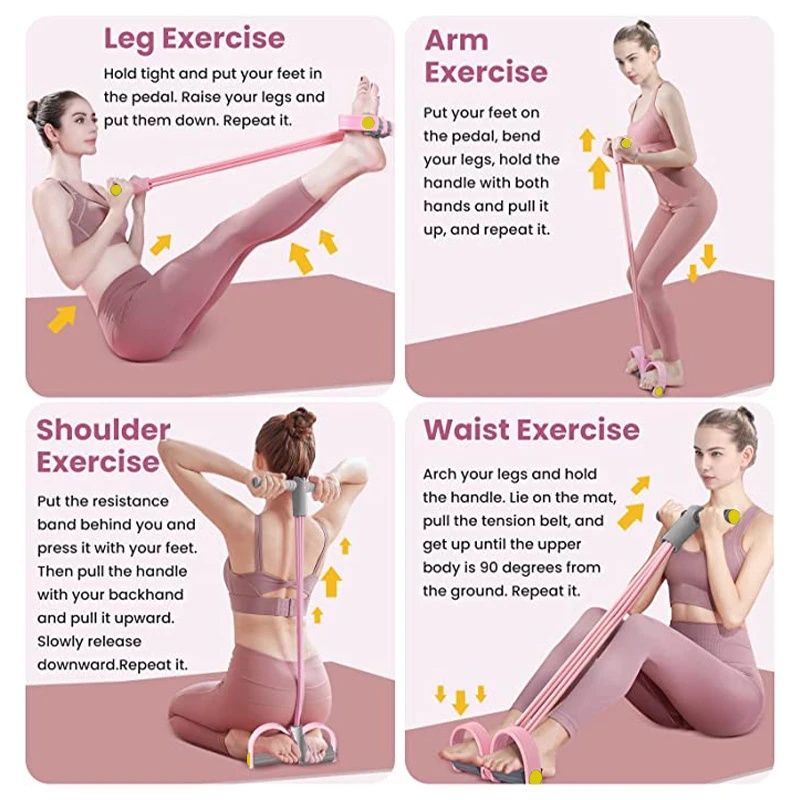 Gumy oporowe 4-rurkowe, pedał  – Yoga Pedal Puller Fitness Equipment recenzja i cena
