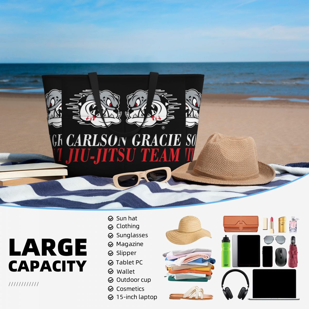 Torba plażowa z logo drużyny C – Yoga Fitness Jiu Jitsu recenzja i cena